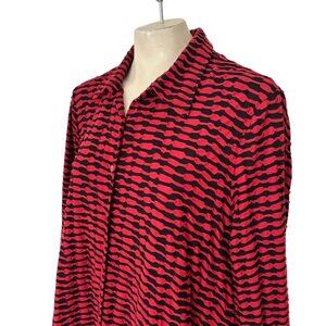 PLEATS COLLECTION Textured Stretch Button Front Artsy Swing Tunic Shirt  SZ 1X